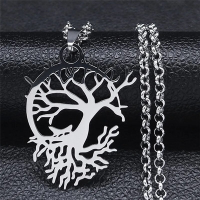 2023 Tree of Life Roostevabast terasest pikk kaelakee meestele musta värvi kaelakeed ja ripatsid Ehted cadenas para hombre N834S03