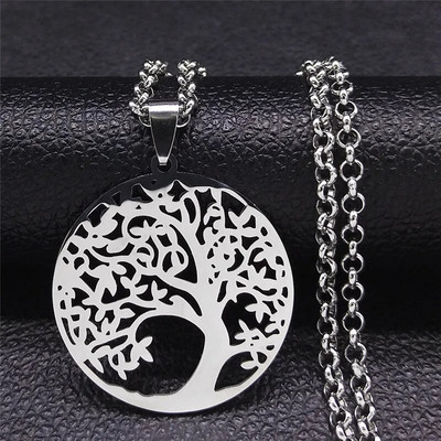 2023 Tree of Life Roostevabast terasest pikk kaelakee meestele musta värvi kaelakeed ja ripatsid Ehted cadenas para hombre N834S03
