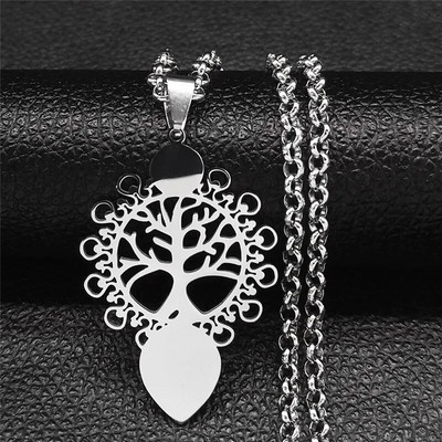 2023 Tree of Life Roostevabast terasest pikk kaelakee meestele musta värvi kaelakeed ja ripatsid Ehted cadenas para hombre N834S03