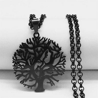 2023 Tree of Life Roostevabast terasest pikk kaelakee meestele musta värvi kaelakeed ja ripatsid Ehted cadenas para hombre N834S03