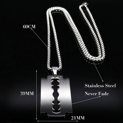 Gothic Blade Razor pakabukai karoliai vyrų juodos spalvos nerūdijančio plieno grandinės karoliai Estetiniai papuošalai collier homme N423S01