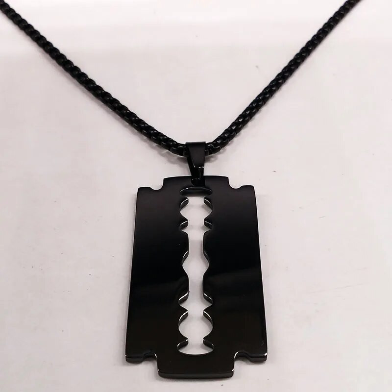 Gothic Blade Razor pakabukai karoliai vyrų juodos spalvos nerūdijančio plieno grandinės karoliai Estetiniai papuošalai collier homme N423S01