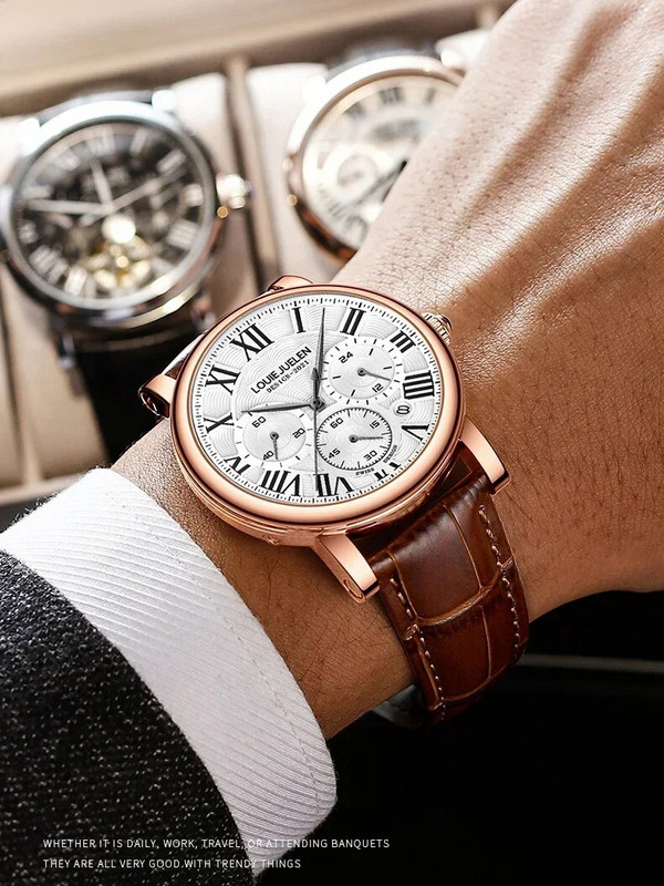 Multifunktsionaalsed meeste käekellad Kvaliteetsed vabaaja kvartsist käekellad Veekindlad ärimoekalender kronograaf meeste käekellad