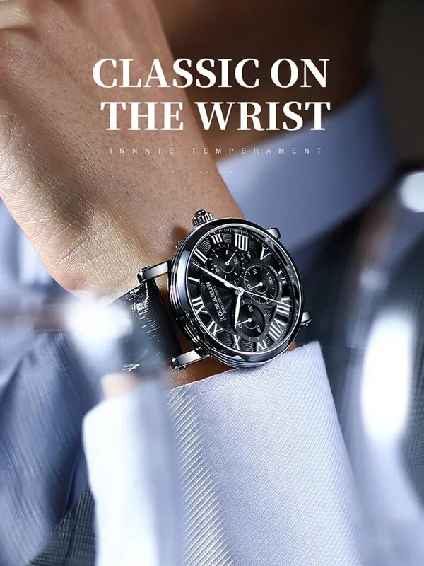 Multifunktsionaalsed meeste käekellad Kvaliteetsed vabaaja kvartsist käekellad Veekindlad ärimoekalender kronograaf meeste käekellad