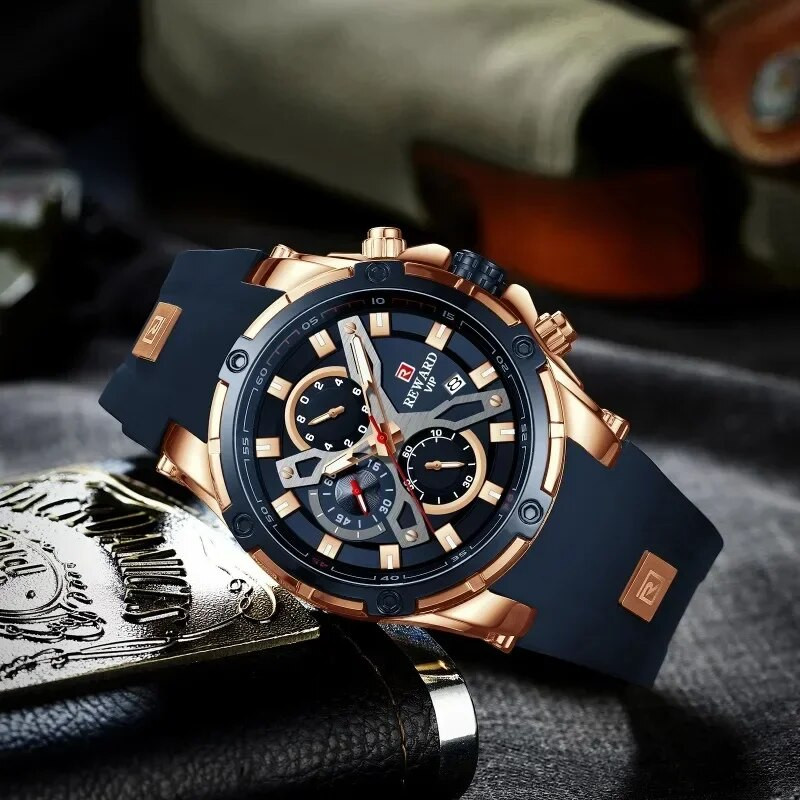 Prabangūs kvarciniai vyriški laikrodžiai su dideliu ciferblatu, daugiafunkcis vandeniui atsparus rankinis laikrodis Chronografinis laikrodis Sportinis rankinis laikrodis