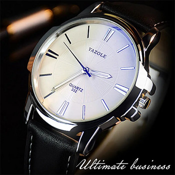 Нови мъжки часовници YAZOLE Луксозен мъжки часовник от синьо стъкло от най-добра марка Водоустойчив кожен римски мъжки часовник Мъжки часовник relojes saat
