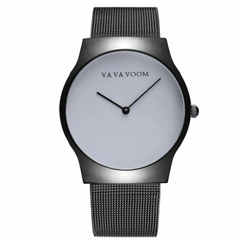 Висококачествен моден кварцов часовник с голям циферблат с чист черен мрежест колан Студентски мъжки часовници с чисто лице