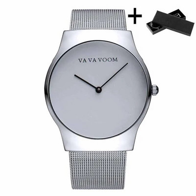 Υψηλής ποιότητας Fashion Large Dial Clean Black Mesh Belt Quartz Ρολόι Φοιτητικό Clean Face Ανδρικά ρολόγια