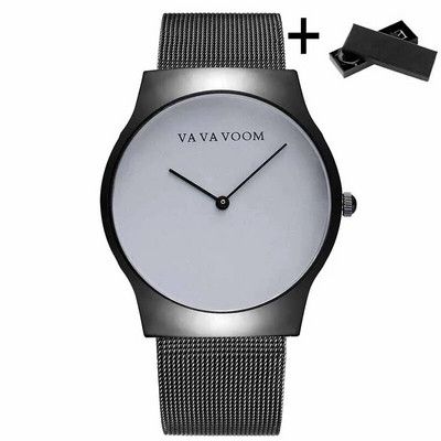 Υψηλής ποιότητας Fashion Large Dial Clean Black Mesh Belt Quartz Ρολόι Φοιτητικό Clean Face Ανδρικά ρολόγια