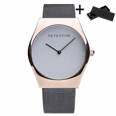 Υψηλής ποιότητας Fashion Large Dial Clean Black Mesh Belt Quartz Ρολόι Φοιτητικό Clean Face Ανδρικά ρολόγια