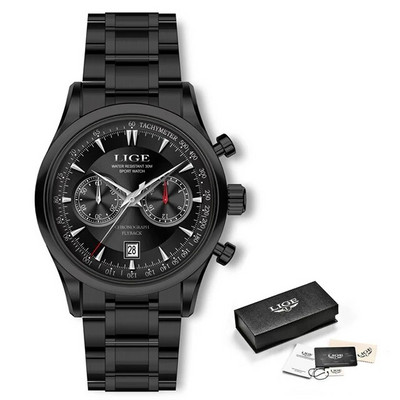 LIGE Luksuslik vabaajakell Tippbränd Ärimeeste käekellad Kuupäevkell Veekindel nahkkleit Meeste käekell Kingitus Montre Homme