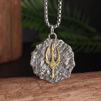 Rafinat Retro Creativ Poseidon Trident Colier pandantiv din aliaj Bărbați dominator Zilnic Petrecere Locomotivă Rock Accesorii Cadou