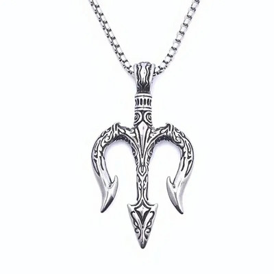 Rafinat Retro Creativ Poseidon Trident Colier pandantiv din aliaj Bărbați dominator Zilnic Petrecere Locomotivă Rock Accesorii Cadou