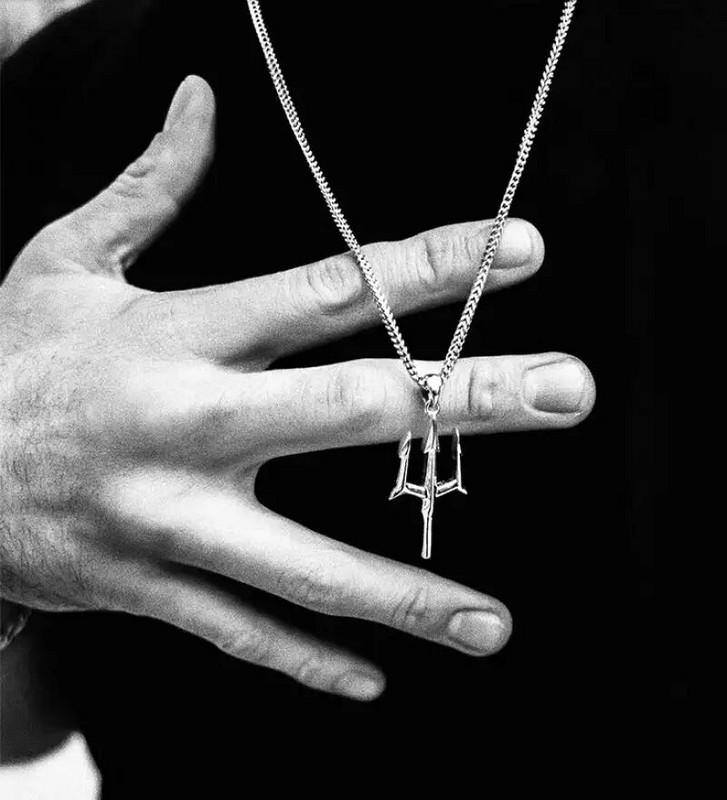 Εξαιρετικό ρετρό δημιουργικό κολιέ μενταγιόν από κράμα Poseidon Trident Ανδρικό κυρίαρχο καθημερινό πάρτι ατμομηχανή αξεσουάρ βράχου