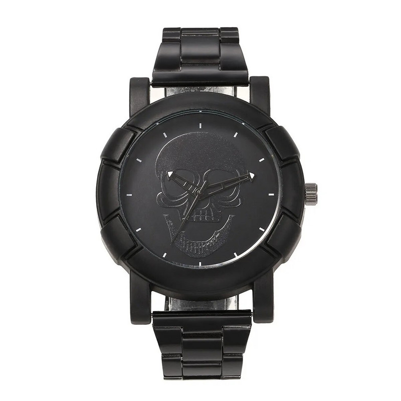 Naujas tarpvalstybinis aukštos kokybės kaukolės pistoletas juodos serijos vyriškas verslo plieninis laikrodis didmeninė prekyba