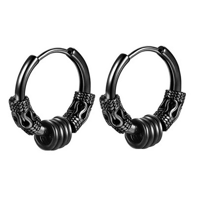 Cercei vintage punk cu craniu negru pentru bărbați și femei Cercei hipoalergenici pentru motocicliști Hip Hop Rap Rock Accesorii pentru bijuterii