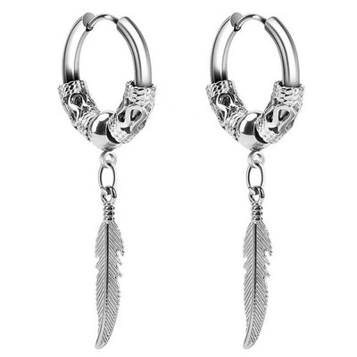 Cercei vintage punk cu craniu negru pentru bărbați și femei Cercei hipoalergenici pentru motocicliști Hip Hop Rap Rock Accesorii pentru bijuterii