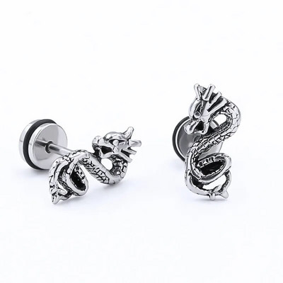 Cercei vintage punk cu craniu negru pentru bărbați și femei Cercei hipoalergenici pentru motocicliști Hip Hop Rap Rock Accesorii pentru bijuterii