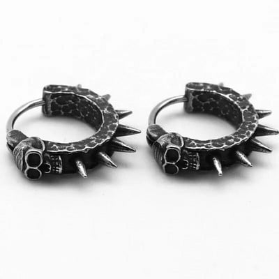 Cercei vintage punk cu craniu negru pentru bărbați și femei Cercei hipoalergenici pentru motocicliști Hip Hop Rap Rock Accesorii pentru bijuterii