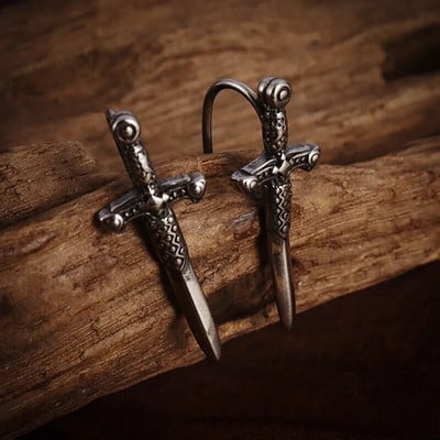 Cercei vintage punk cu craniu negru pentru bărbați și femei Cercei hipoalergenici pentru motocicliști Hip Hop Rap Rock Accesorii pentru bijuterii