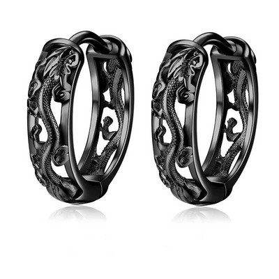 Cercei vintage punk cu craniu negru pentru bărbați și femei Cercei hipoalergenici pentru motocicliști Hip Hop Rap Rock Accesorii pentru bijuterii
