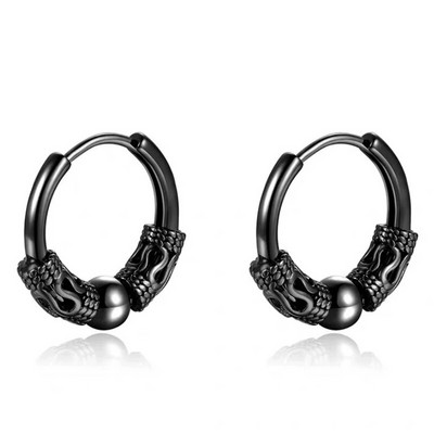 Cercei vintage punk cu craniu negru pentru bărbați și femei Cercei hipoalergenici pentru motocicliști Hip Hop Rap Rock Accesorii pentru bijuterii
