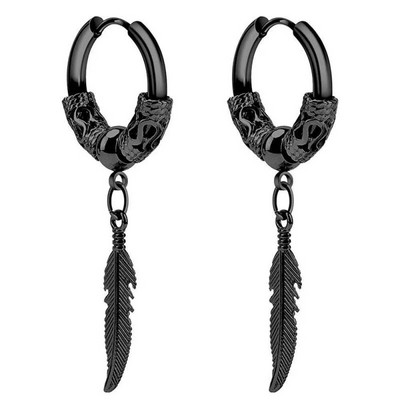 Cercei vintage punk cu craniu negru pentru bărbați și femei Cercei hipoalergenici pentru motocicliști Hip Hop Rap Rock Accesorii pentru bijuterii