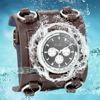 LANCARDO Мъжки часовници Пънк ретро тахиметричен часовник с широка каишка Мъжки часовник Reloj Кожена гривна Кварцов военен ръчен часовник