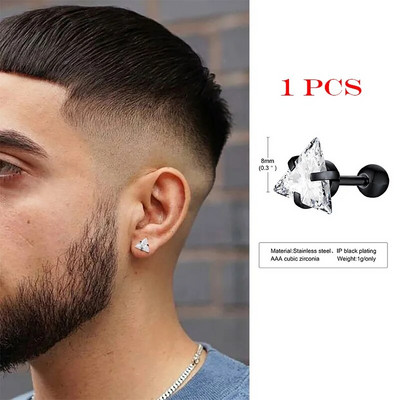 Muške naušnice s nitnama, trokutaste naušnice s kristalnim cirkonskim nitnama, male minimalističke nitne od nehrđajućeg čelika za muški ženski nakit