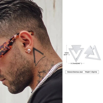 Muške naušnice s nitnama, trokutaste naušnice s kristalnim cirkonskim nitnama, male minimalističke nitne od nehrđajućeg čelika za muški ženski nakit