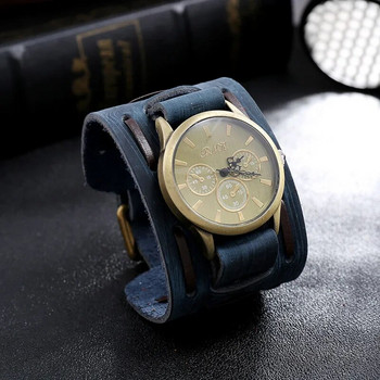 2023 Νέα ανδρικά ρολόγια Punk ρετρό διακοσμητικό ρολόι με φαρδύ λουράκι Ανδρικό ρολόι Reloj δερμάτινο βραχιόλι Quartz Military Man WristWatch