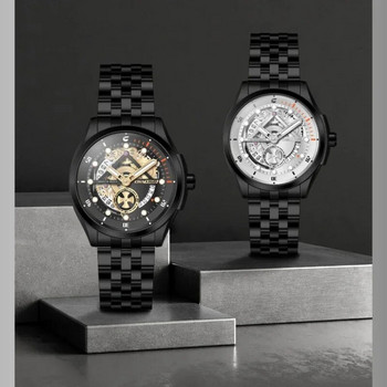 Луксозен мъжки часовник Независим въртящ се мъжки часовник с календар Висококачествен креативен светещ ежедневен бизнес кварцов ръчен часовник
