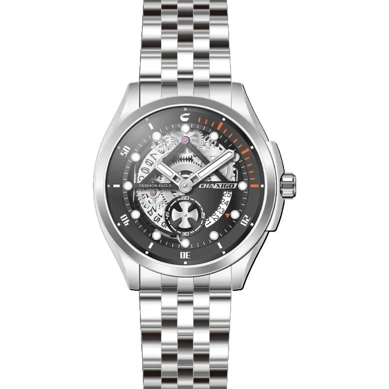 Luksuslik meeste käekell Sõltumatu pöörlev meeste kalendrikell Kvaliteetne loominguline helendav vabaaja kvartsist käekell