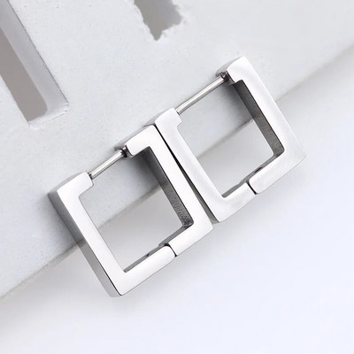 1 paar Moodsad geomeetrilised rõngaskõrvarõngad meeste roostevabast terasest hõbe/kuld/must värvid Meeste kõrvarõngad ehted augustamine kõrvaklahv