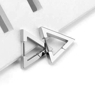 1 paar Moodsad geomeetrilised rõngaskõrvarõngad meeste roostevabast terasest hõbe/kuld/must värvid Meeste kõrvarõngad ehted augustamine kõrvaklahv