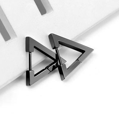 1 paar Moodsad geomeetrilised rõngaskõrvarõngad meeste roostevabast terasest hõbe/kuld/must värvid Meeste kõrvarõngad ehted augustamine kõrvaklahv