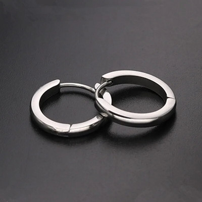 1 paar Moodsad geomeetrilised rõngaskõrvarõngad meeste roostevabast terasest hõbe/kuld/must värvid Meeste kõrvarõngad ehted augustamine kõrvaklahv