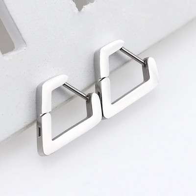 1 paar Moodsad geomeetrilised rõngaskõrvarõngad meeste roostevabast terasest hõbe/kuld/must värvid Meeste kõrvarõngad ehted augustamine kõrvaklahv