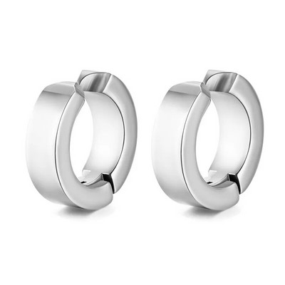 1 paar Moodsad geomeetrilised rõngaskõrvarõngad meeste roostevabast terasest hõbe/kuld/must värvid Meeste kõrvarõngad ehted augustamine kõrvaklahv