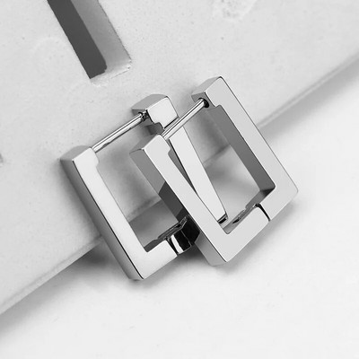 1 paar Moodsad geomeetrilised rõngaskõrvarõngad meeste roostevabast terasest hõbe/kuld/must värvid Meeste kõrvarõngad ehted augustamine kõrvaklahv