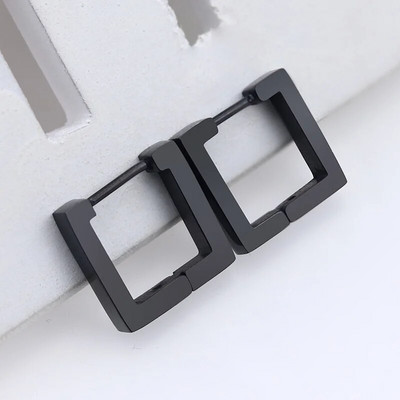 1 paar Moodsad geomeetrilised rõngaskõrvarõngad meeste roostevabast terasest hõbe/kuld/must värvid Meeste kõrvarõngad ehted augustamine kõrvaklahv