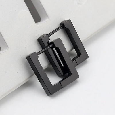 1 paar Moodsad geomeetrilised rõngaskõrvarõngad meeste roostevabast terasest hõbe/kuld/must värvid Meeste kõrvarõngad ehted augustamine kõrvaklahv