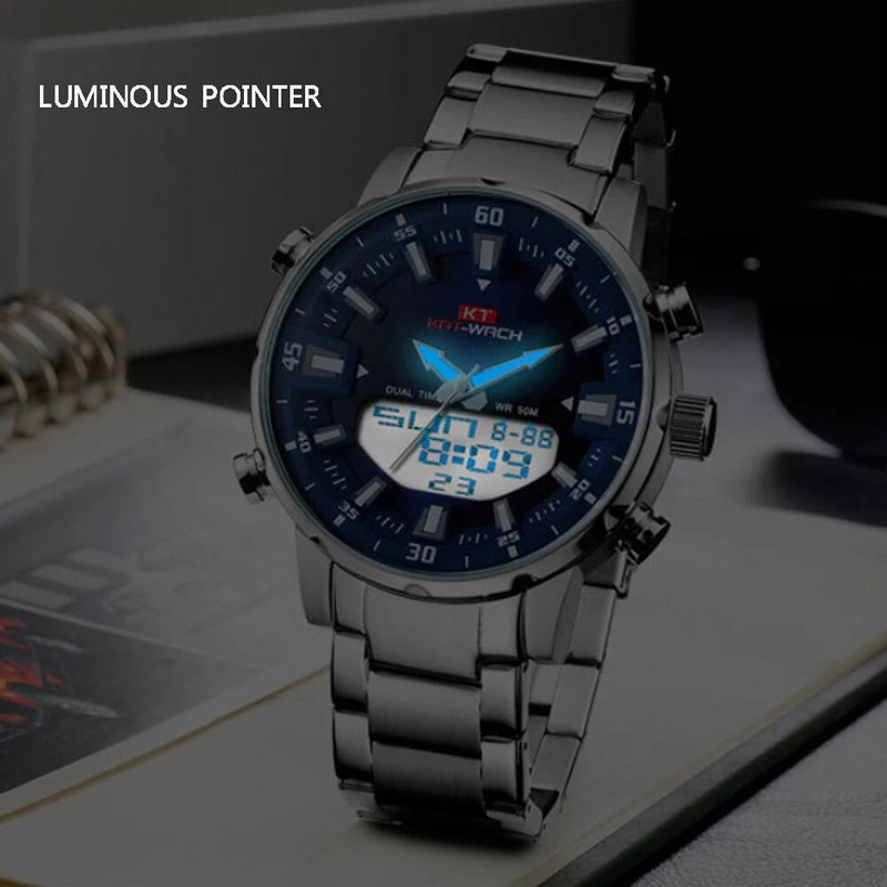 Σε απόθεμα KAT-WACH Ρολόι Ανδρικά Αθλητικά Ψηφιακά Ρολόγια Ανδρικά Αδιάβροχο Ατσάλι Στρατιωτικό Χαλαζία Ρολόι χειρός Ανδρικό Relogio Masculino