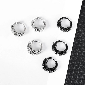1 Ζεύγος Punk Σκουλαρίκια από ανοξείδωτο ατσάλι με στρογγυλό κύκλο για άντρες Γυναικεία δαχτυλίδια χωρίς ξεθώριασμα Ανδρικά κοσμήματα χιπ χοπ