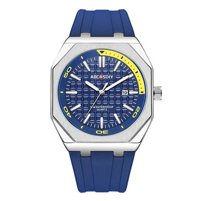 AOCASDIY luksuslik meeste kvarts-sportlik meeste käekell vabaaja veekindel mood, klassikaline silikoonrihm, kuupäevaekraan, meeste kell Relogi