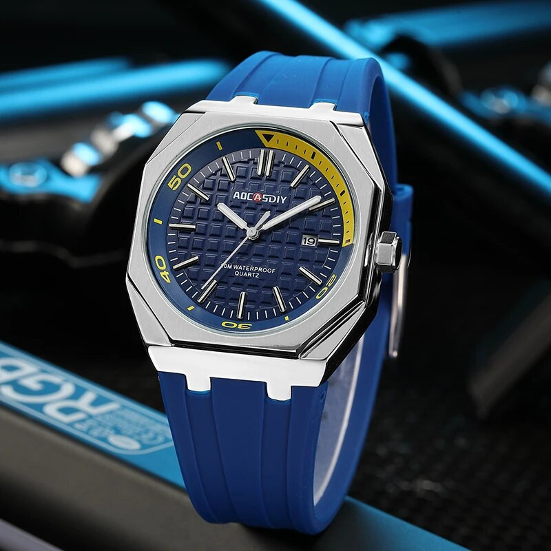 AOCASDIY luksuslik meeste kvarts-sportlik meeste käekell vabaaja veekindel mood, klassikaline silikoonrihm, kuupäevaekraan, meeste kell Relogi