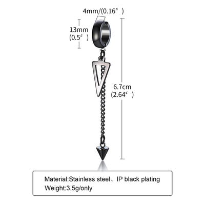 Σκουλαρίκια Vnox 1 τεμαχίου Punk Cross Clip για άνδρες Γυναικεία, Αντιαλλεργικό αξεσουάρ ακουστικών από ανοξείδωτο ατσάλι, Σκουλαρίκι Hiphop Hoop Circle