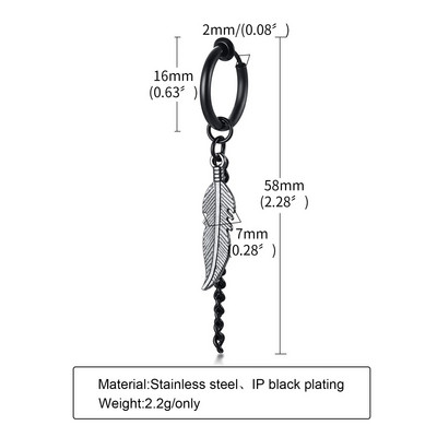 Σκουλαρίκια Vnox 1 τεμαχίου Punk Cross Clip για άνδρες Γυναικεία, Αντιαλλεργικό αξεσουάρ ακουστικών από ανοξείδωτο ατσάλι, Σκουλαρίκι Hiphop Hoop Circle