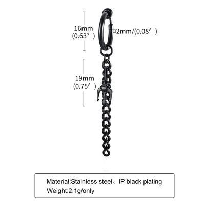 Σκουλαρίκια Vnox 1 τεμαχίου Punk Cross Clip για άνδρες Γυναικεία, Αντιαλλεργικό αξεσουάρ ακουστικών από ανοξείδωτο ατσάλι, Σκουλαρίκι Hiphop Hoop Circle