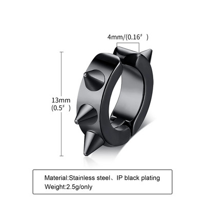 Σκουλαρίκια Vnox 1 τεμαχίου Punk Cross Clip για άνδρες Γυναικεία, Αντιαλλεργικό αξεσουάρ ακουστικών από ανοξείδωτο ατσάλι, Σκουλαρίκι Hiphop Hoop Circle